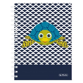 herlitz 1 x A5 Spiral Boutique Book - 100 Sheets Squared - Cute Animals Turtle