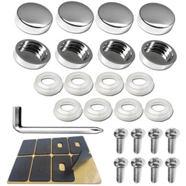 BGGTMO Chrome License Plate Screw Caps-Gloss Finish Screw Covers and License Plate Bolts, Rust Resistant License Plate Frames Hardware, Machine Plate Bolt Fastener Kits