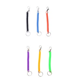 Sowaka 6 Pcs Spiral Retractable Spring Coil Keychain Long Flexible Stretchy Cord with Key Ring Metal Lobster Clasp Lanyard