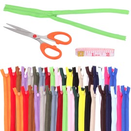 Keadic 42Pcs 11.8 Inch Mix Nylon Invisible Zippers,Multi Functional Handmade Zipper Set Including Scissors, Tape Measure,for Tailor Sewer Sewing Craft Crafter's Special (20 Colors)