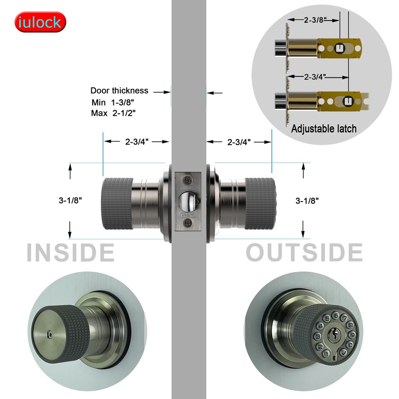 iulock Smart Door Knob with Keypad and Key,Keyless Entry Door