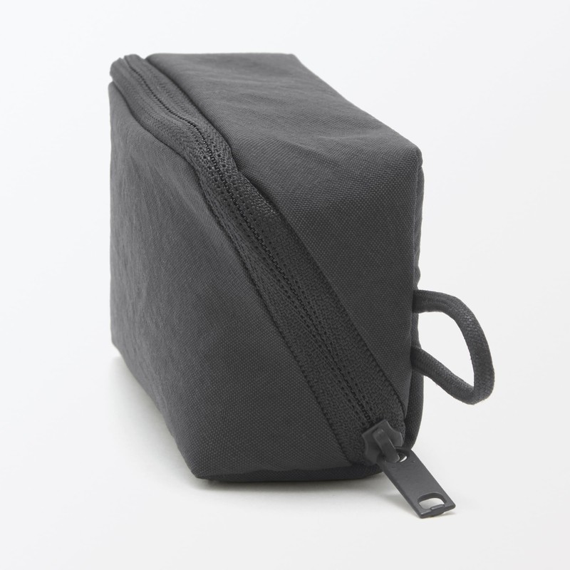 MUJI 84473913 Wrinkle Nylon Large Opening Pouch, Dark Gray, S,