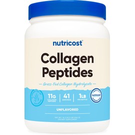 Nutricost Collagen Peptides Powder 1LB (454 G) - Grass Fed Bovine Collagen Hydrolysate (Unflavored)