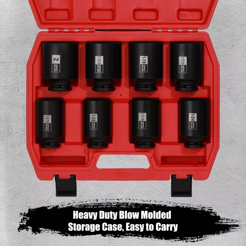 FS TOOL 8PCS 1/2"Dr. Deep Impact Socket Set-SAE, 1-9/16" to
