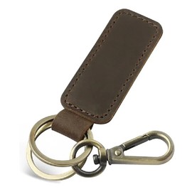 FAMA.store Premium Genuine Leather Car Keychain - Key Ring Organizer with Clip, Durable Key Holder Chain for Men and Women, (Coffee)