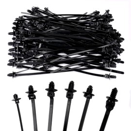 120 Pcs Push Mount Zip Ties in 6 Assorted Sizes,Black Nylon Car Mount Wire Tie Snap in Cable Zip Ties,Universal Push Mount Cable Ties Automotive Zips Tie Fastener Wire Harness Clips for Wire Tying