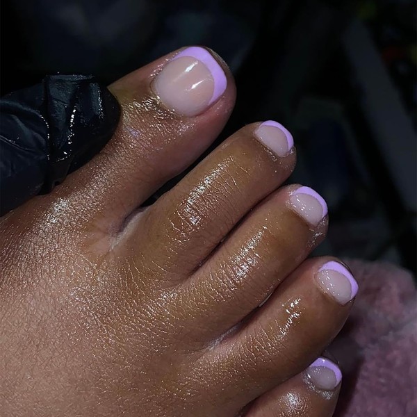 Artquee Purple French Tip Press on Toenails for Women Short