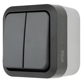 REV 0004320400 AquaStorm Series Switch, Wet Room Switch, IP55, Single Pole, Flush-Mounted, Anthracite