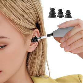 Ear Pressure Relief Suction Device, Ear Pressure Tool, Airplane Ear Pressure Relief Through Inner Ear Pressure Balance, with 3 Sizes of Earplugs, Grey