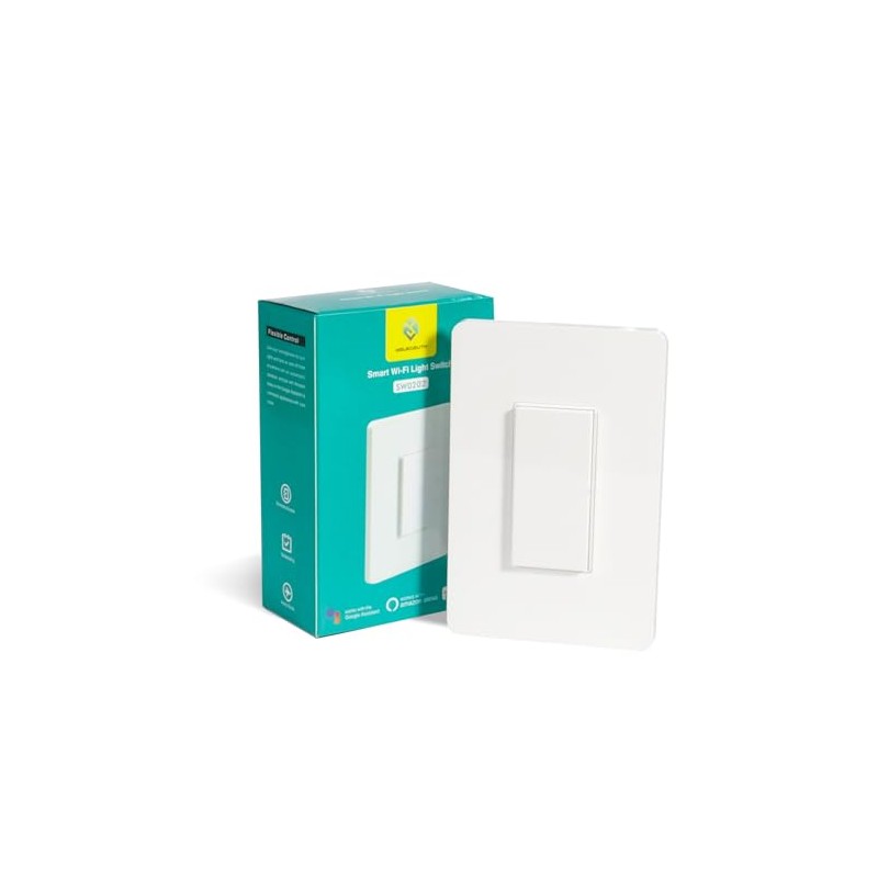 Smart WiFi Light Switch, Single Push Button, No Neutral Wire