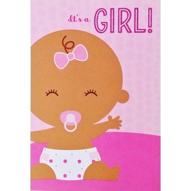 Greeting Card It's A Girl - Black African American New Baby Birth Congratulations On Your Sweet Little Cutie