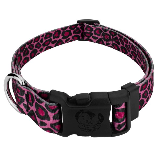 Country Brook Petz - Deluxe Pink Leopard Dog Collar -