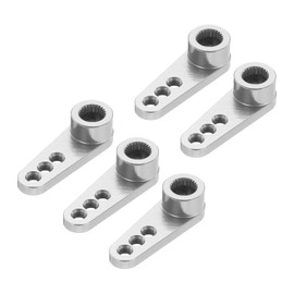 QUARKZMAN Pack of 5 Aluminium Servo Horn 25T Servo Horn Steering Short Arm 28 mm Length Silver Suitable for DIY RC Car/Boat/Planes Boat Model Accessories