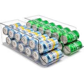 Sorbus Can Dispenser for Refrigerator - 12 Can Fridge organizer Rotation System Rack - Clear Soda Can Organizer for Refrigerator, Freezer & Pantry - Great for Kitchen Organization & Storage (2-Pack)