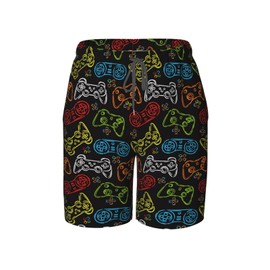 JINJINKIANG Colourful Video Game Player Gamer Joystick Gaming Console Boys Swim Trunks with Compression Liner Swim Shorts Swimwear Quick Dry Boy Bathing Suit Beach Swimsuit Toddler