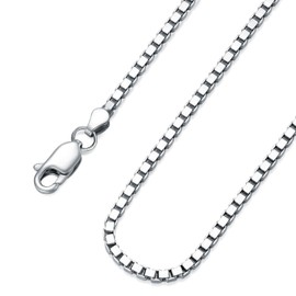 Box Chain Sterling Silver Box Chain Necklace for Men 0.8mm 1mm 1.5mm 2mm 3mm Italian Chain for Men Women (Width: 3mm, Length: 26")