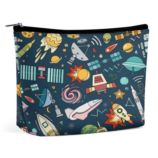Women PU Leather Cosmetic Bag, Toiletry Storage 6.8x5.9x2.3 in Zipper