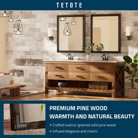 TETOTE Black Wooden Mirror for Bathroom Vanity 30 x 36 Rustic Farmhouse Black Wood Frame Rectangle Wall Mirror for Living Room Bedroom Entryway, Waterproof, Horizontal/Vertical, Easy to Install