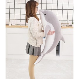 Tikwisdom Dolphin Stuffed Animal Plush Pillow, Super Soft Doll, Marine Animal Plush Toys Kids Sleeping Pad Gift. (Gray (1 meter long))