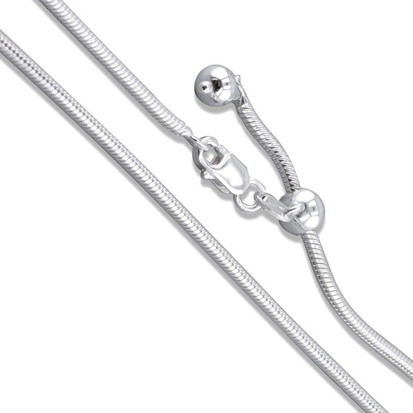 Sterling Silver Adjustable Magic Round Snake Chain 1.9mm Solid 925