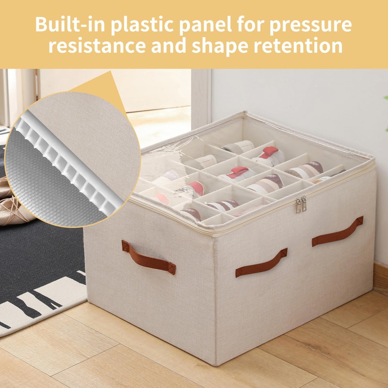 tulinstiraga Shoe Organizer for Closet, Foldable Large Shoe Storage Box