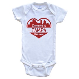 Someone in Tampa Loves Me Tampa Florida Skyline Heart One Piece Baby Bodysuit, 0-3 Months White