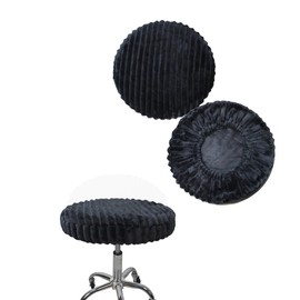 Bestenrose Stool Cover Round Pack of 2 Plush Striped Cover for Bar Stools Chair Covers PU Seat Cushion Office Chair Stool Cover Seat Cushion Cover for Dining Room Chairs Round Stool (Black, X-Large)