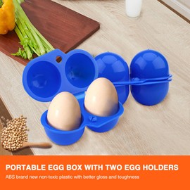 Fayelume 2 Grids Camping Egg Container, 4.53x2.95inch Blue Eggs Holder Campings, Portable Camping Egg Holders for Outdoor Campings Picnic