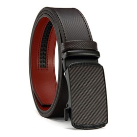 Cinturón Clásico Para Hombre, Hebilla Automática Trinquete, Cinto Hombre Ajustable Traje Vestir, Cinturones Para Hombre Piel Cortable, Fácil Ajuste (Marrón, 115cm)