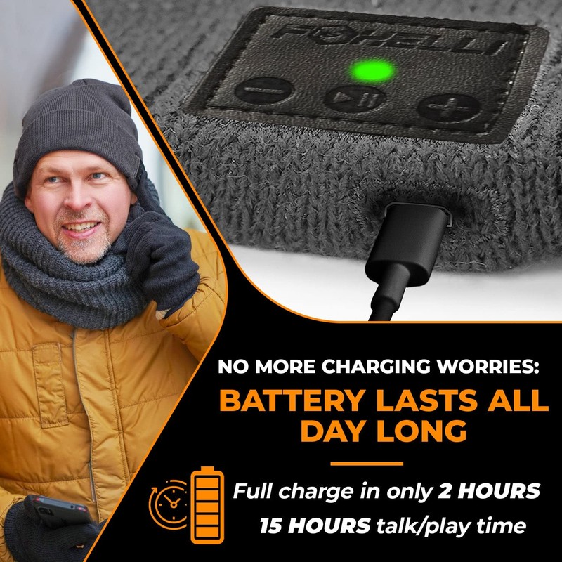 Foxelli Bluetooth Beanie Hat with Headphones Perfect Tech Gift for