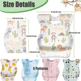 KAMHBE Disposable Bibs 50 Pcs Baby Bibs Waterproof Travel Feeding Bibs with Food Catcher Pocket Portable for Boys Girls Home Outdoor Use Individual Packaged