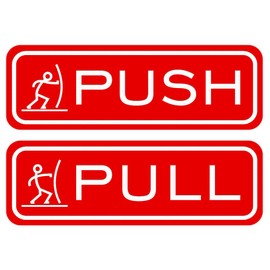 Fun Horizontal Push Pull Door Sign (Red) - Small