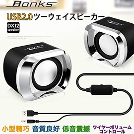 PC Speaker, USB Stereo, Small, Compact, Loud Volume, Smartphone, PC, Stylish, 6W High Output (Black)