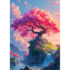DPHERO Tree of Life Diamond Painting Kits for Beginners Adults,5D DIY Waterfall Diamond Art Kits,Round Full Drill Sunset Gem Art Crafts Kits,DIY Painting by Numbers for Home Wall Decor 12x16 inch