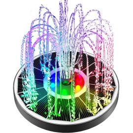 AISITIN 🌈AISITIN 6.5W Solar Fountain Pump with Colorful LED Lights 3000mAh Battery RGB