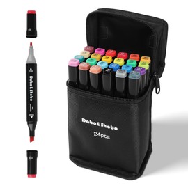 Dabo&Shobo 24 Colors Drawing Markers, Dual Tip Art Markers, Coloring Marker For Adult Sketching And Coloring