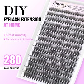 Pawotence Pawotence Lash Extension 280pcs Individual Lashes Cluster Natural DIY Eyelash Extension Lash Clusters 30D 8-15mm Mix D Curl Eyelash Clusters Extensions Self Application at Home (30D-0.07D-8-15MIX)