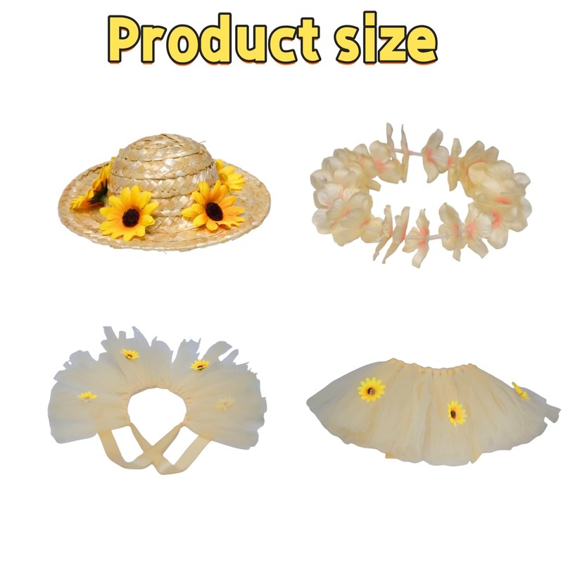 Porch Goose Outfits Summer 3-Piece Set – Hawaiian Skirt, Straw