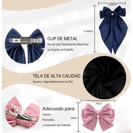 Lazos de Satén 10pcs, lazos Grandes de Satén para el Cabello, Clips de Pelo Gigantes con Lazo Largo con Lazo Largo y Sedoso para Moños, Accesorios de Lazo para Mujeres y Niñas