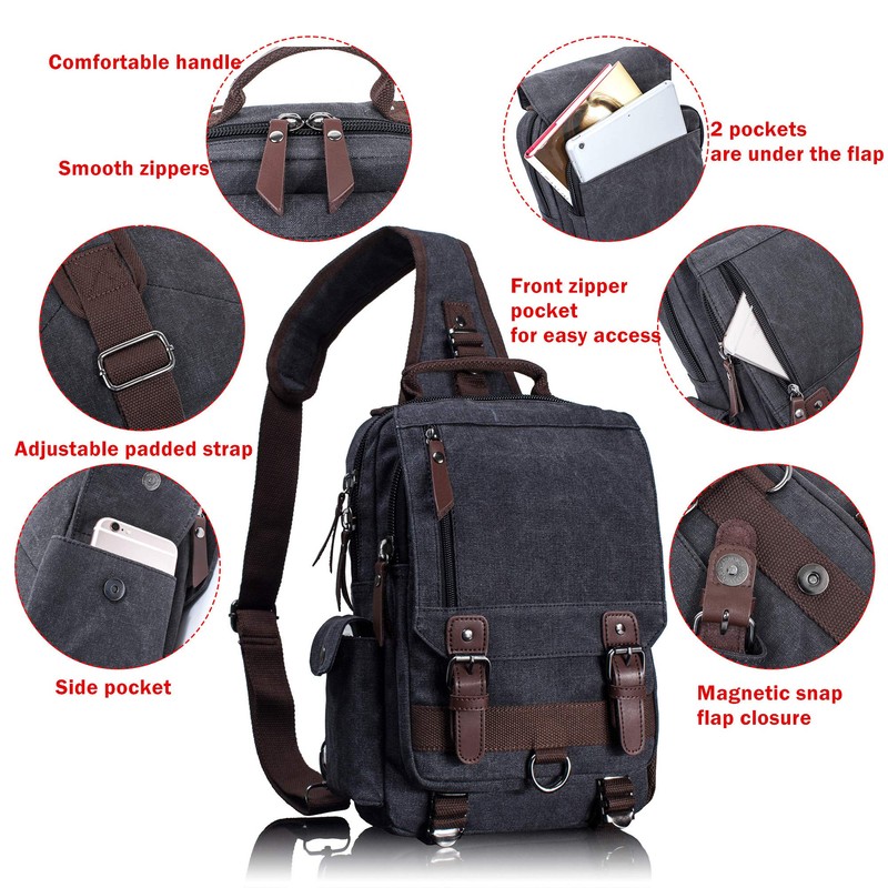 Leaper Canvas One Strap Sling Cross Body Messenger Bag Shoulder