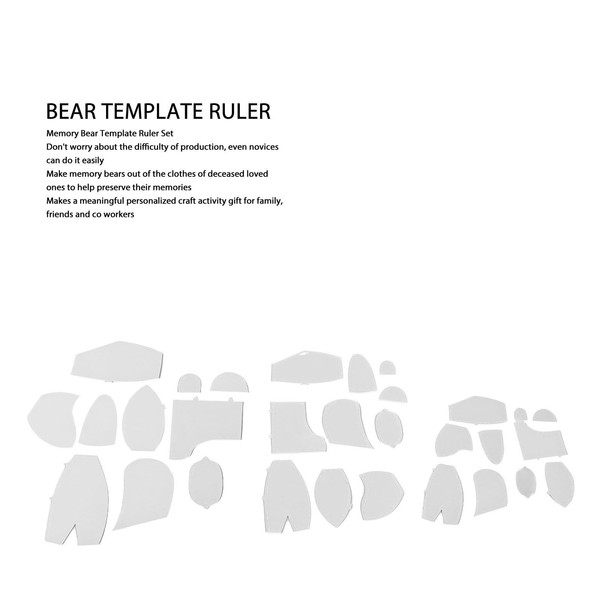 30 Pcs Memory Bear Template Ruler Set for Beginner Sewing,