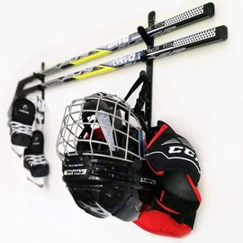 Hockey Stick Rack, Hockey Stick Wall Display Holder/Hanger - Hang Your ice Hockey Skates, Helmet, Gloves, Sticks Pads - Great for Home or Office Wall Mount - No Hockey Stick Equipment