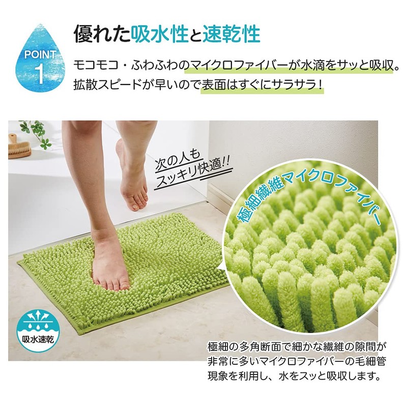 Eyedia Bath Mat, Microfiber, Quick Drying, Water Absorbent, 13.8 x