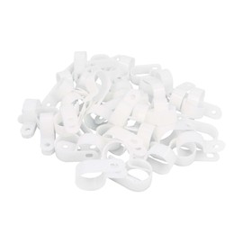 Pack of 50 Natural/White Nylon Plastic Clamp Assortment Clips 19mm P-Type Hose Pipe Hook Cable Clips Corrosion Resistance Fasteners for Wire, Conduit, Cable Management and Sleeving