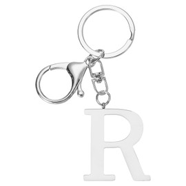 PATIKIL Initial Letter Key Chain, Letter A-Z Keychain Initials Keyring Cute Metal Alphabet Keyrings for Keys Handbag Backpack, Silver (R)