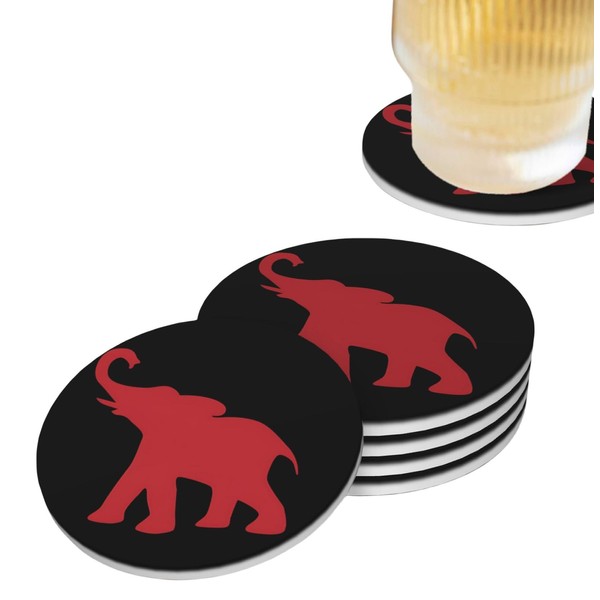 Elephant Coasters for Drinks Set of 4, Absorbent Ceramic Drink