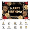 Birthday Queen Backdrop Woman Girl Leopard Black Gold Balloons Red