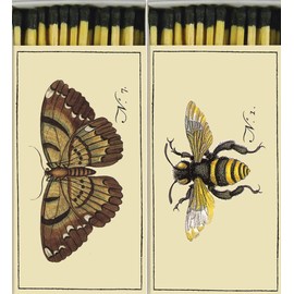 Decorative Butterfly and Bee Match Boxes with Long Kitchen Matches Great for Lighting Candles, Grills, Fireplaces and More | Set of 2 Large Match Boxes
