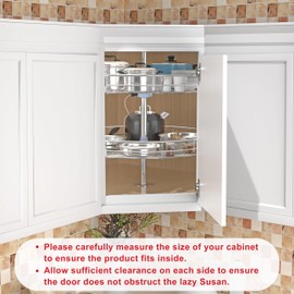 JOWBOOW 20" Lazy Susan Turntable for Cabinet - Corner Cabinet Organizer for Kitchen, Full Circle Corner Cabinet Lazy Susan Replacement Shelves Rotating Rack for Corner Base