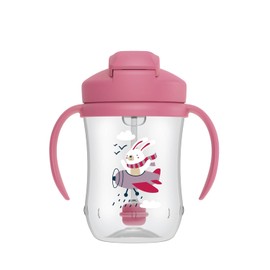 Dr. Brown's Vaso entrenador 9oz. con popote rosa